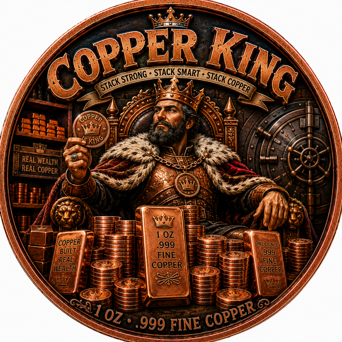 Copper King – Stack Strong, Stack Smart – 1 oz .999 Fine Copper – Limited Mintage