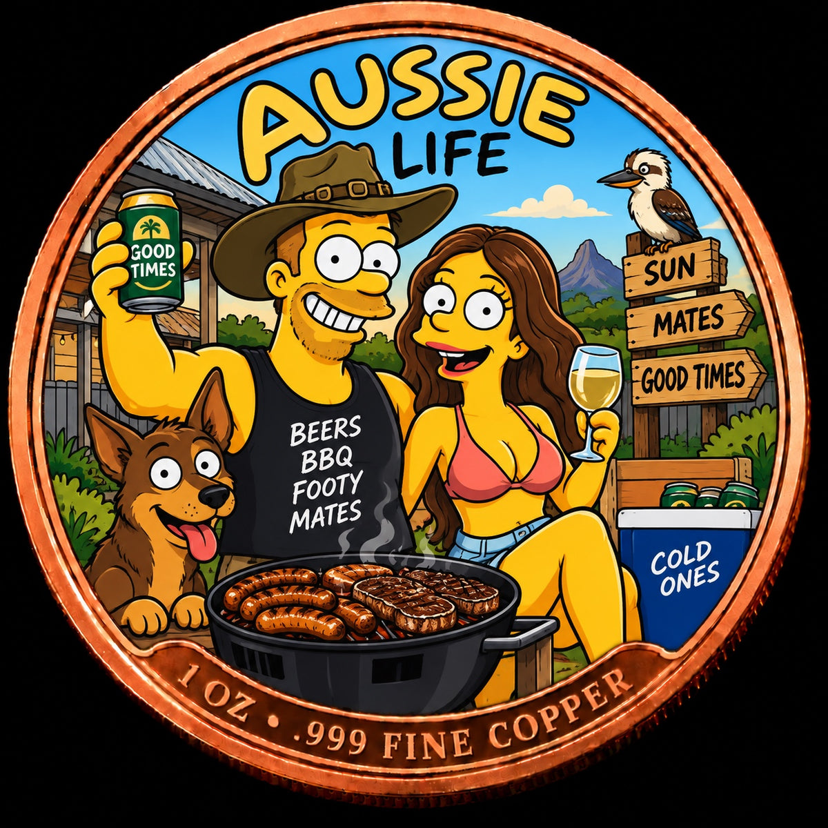 Aussie Life 1 oz .999 fine copper collector coin front