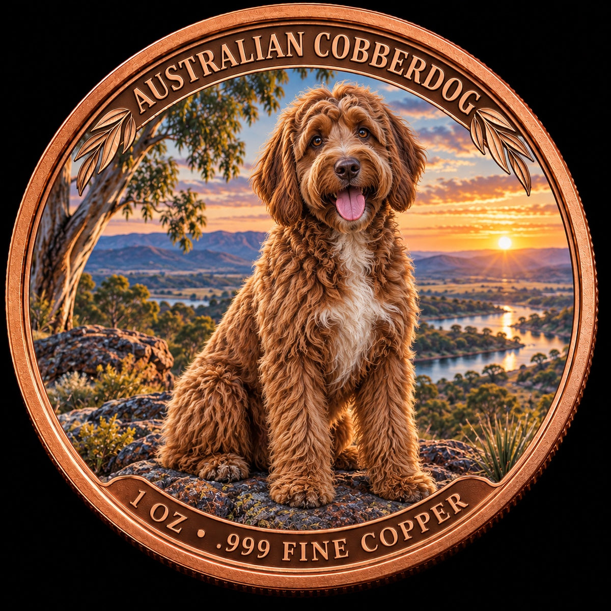 Australian Cobberdog 1 oz .999 fine copper collector coin front