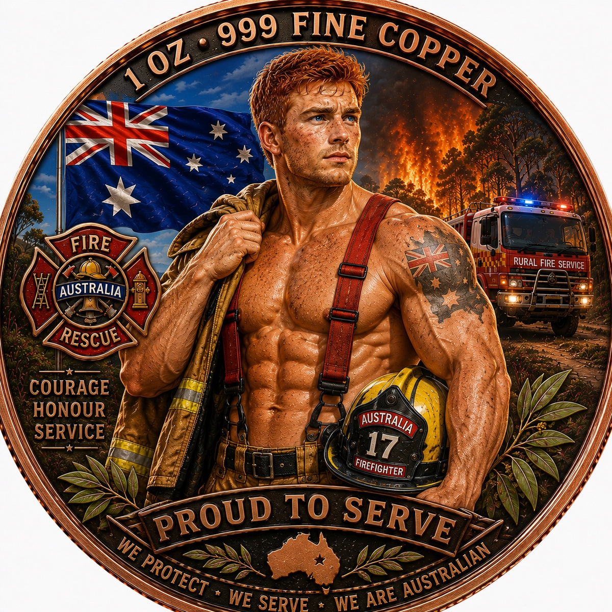 Australian Firefighter No. 17 Proud to Serve front