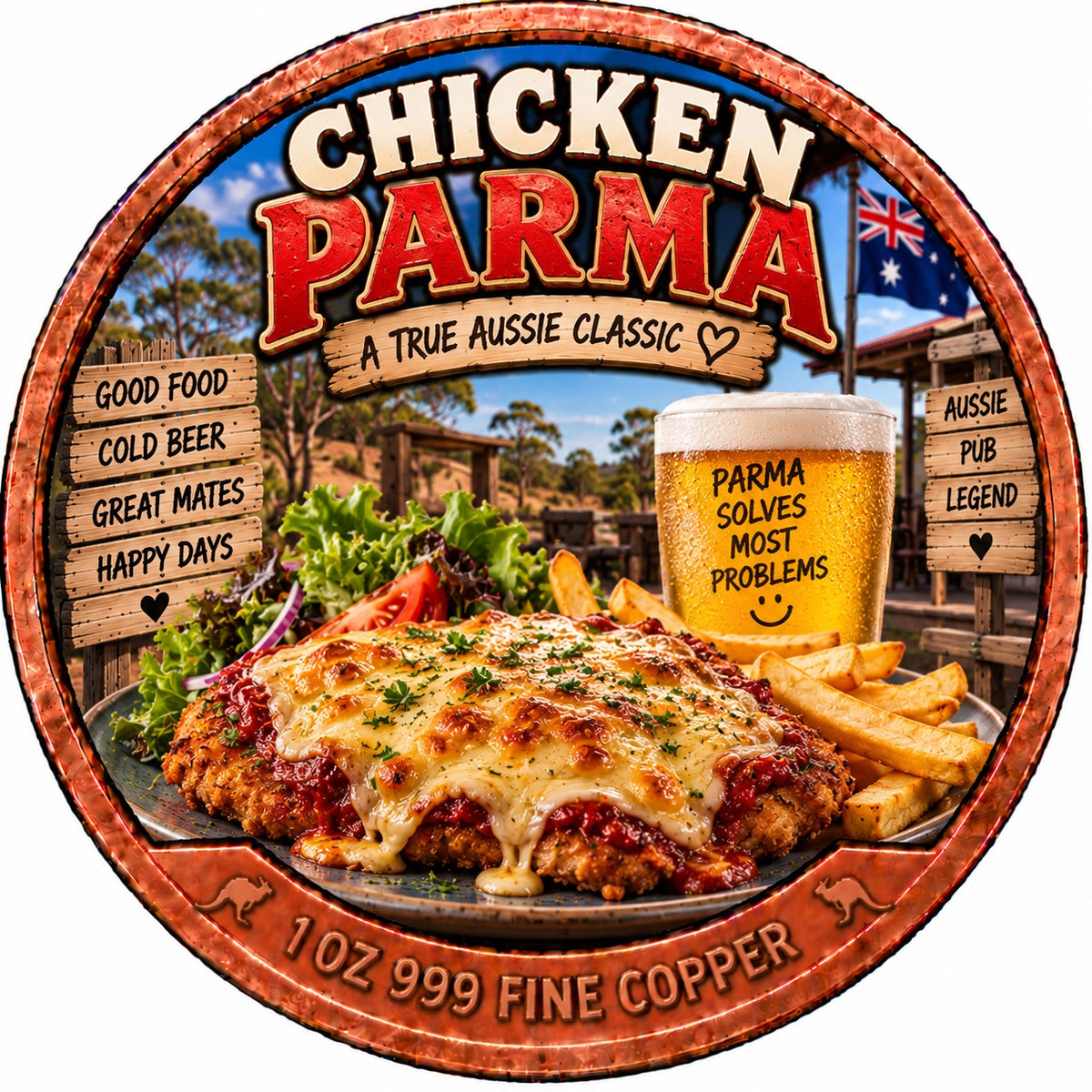 Chicken Parma A True Aussie Classic 1 oz .999 fine copper collector coin front