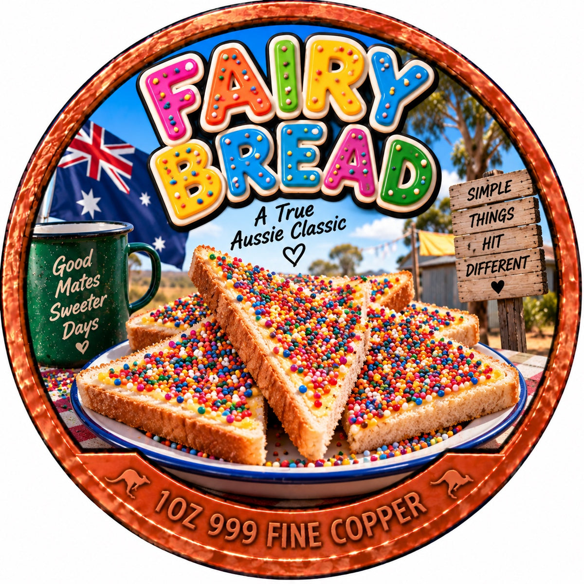 Fairy Bread A True Aussie Classic 1 oz .999 fine copper collector coin front