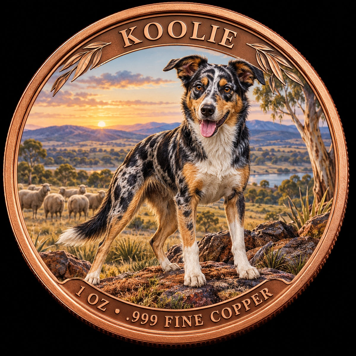 Koolie 1 oz .999 fine copper collector coin front