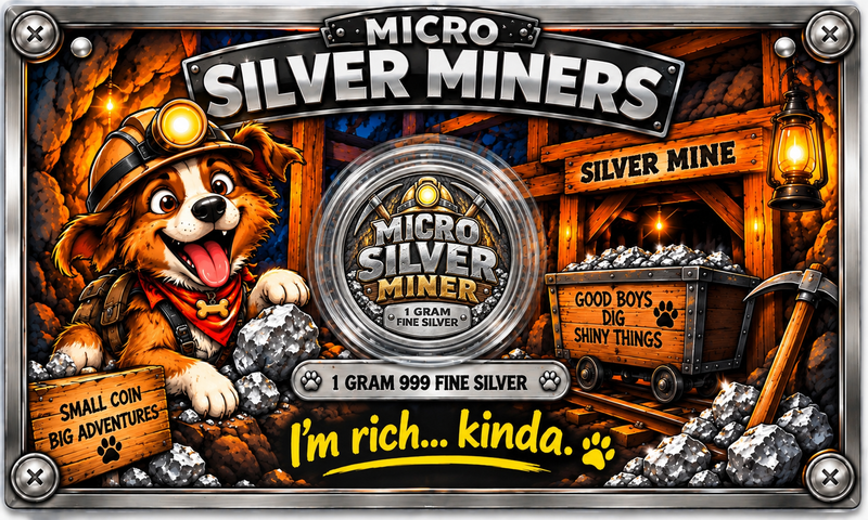 Micro Silver Miners – Good Boy Miner 🐾 | 1 Gram .999 Fine Silver | Mintage 500