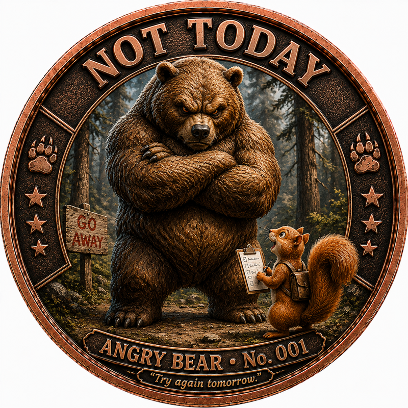 Angry Bear #001 – Not Today – 1 oz .999 Fine Copper – Limited Mintage