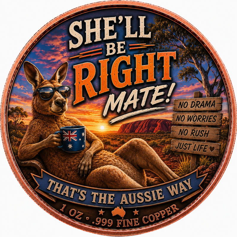 She’ll Be Right Mate – That’s the Aussie Way – 1 oz .999 Fine Copper – Limited Mintage