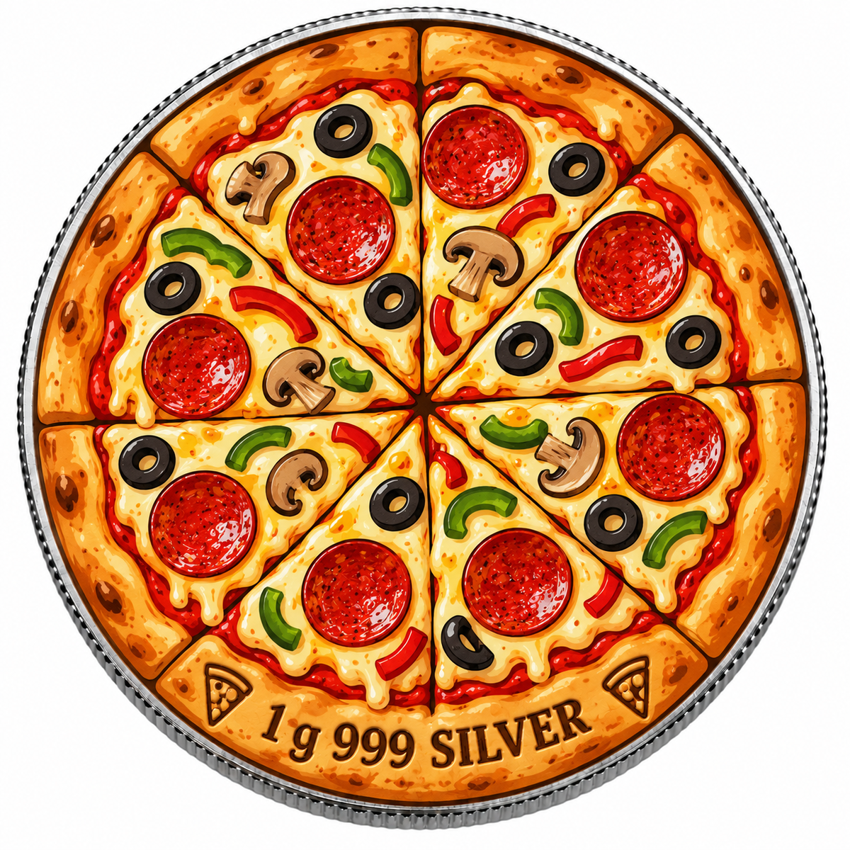 Pizza – 1 Gram .999 Fine Silver Collectable – Limited Mintage 500