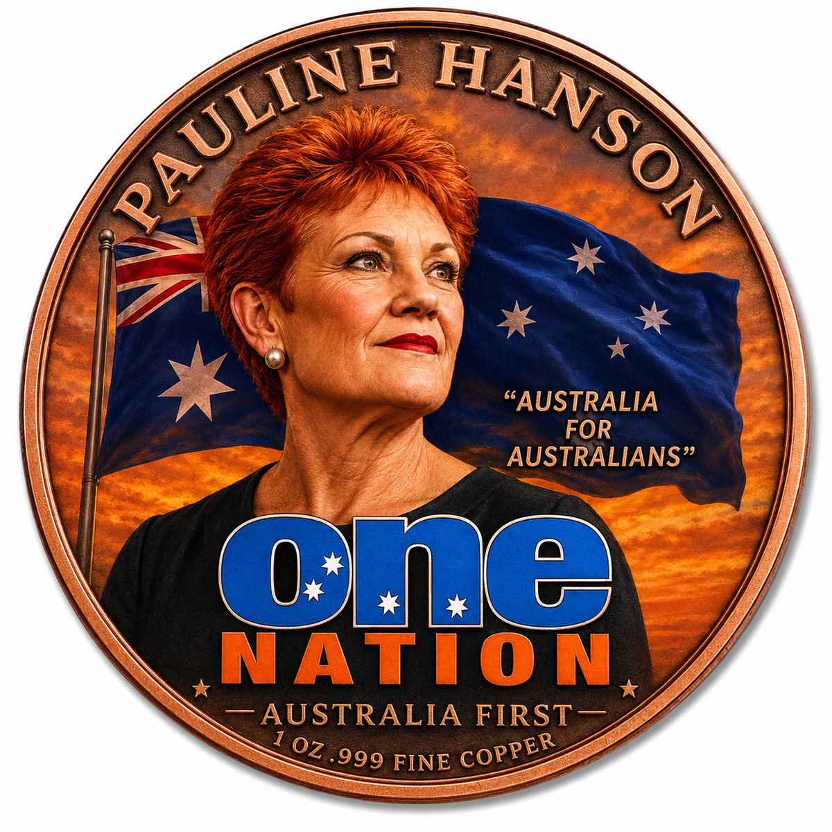 Pauline Hanson – Australia for Australians – 1 oz .999 Fine Copper – Limited Mintage