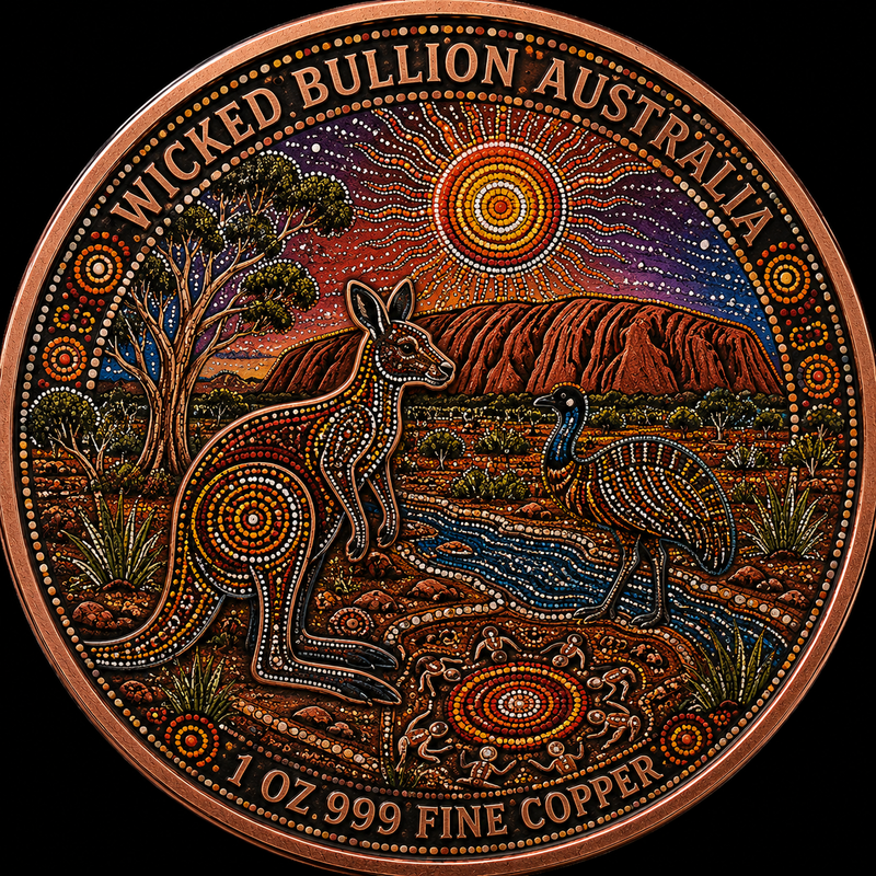 Australia – Outback Sunset & Wildlife – 1 oz .999 Fine Copper – Limited Mintage