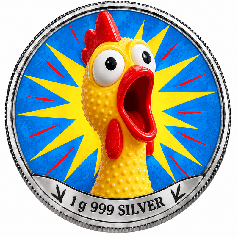 Rubber Chicken – 1 Gram .999 Fine Silver Collectable – Limited Mintage 500