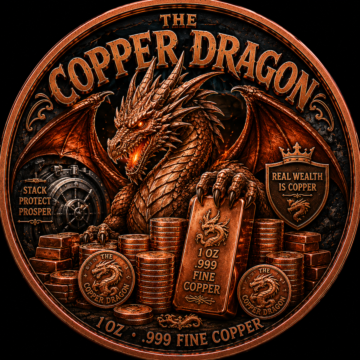 The Copper Dragon – Real Wealth Is Copper – 1 oz .999 Fine Copper – Limited Mintage