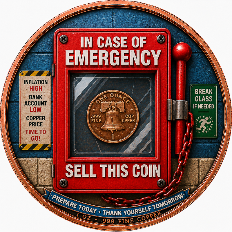 In Case of Emergency, Sell This Coin – 1 oz .999 Fine Copper – Limited Mintage