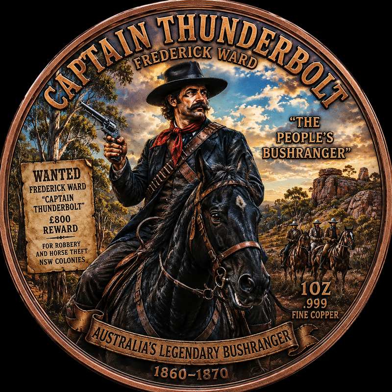 Captain Thunderbolt – Australia’s Legendary Bushranger – 1 oz .999 Fine Copper – Limited Mintage
