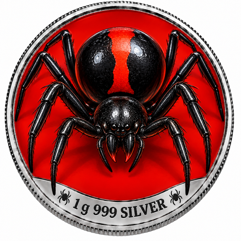 Redback Spider – 1 Gram .999 Fine Silver Collectable – Limited Mintage 500