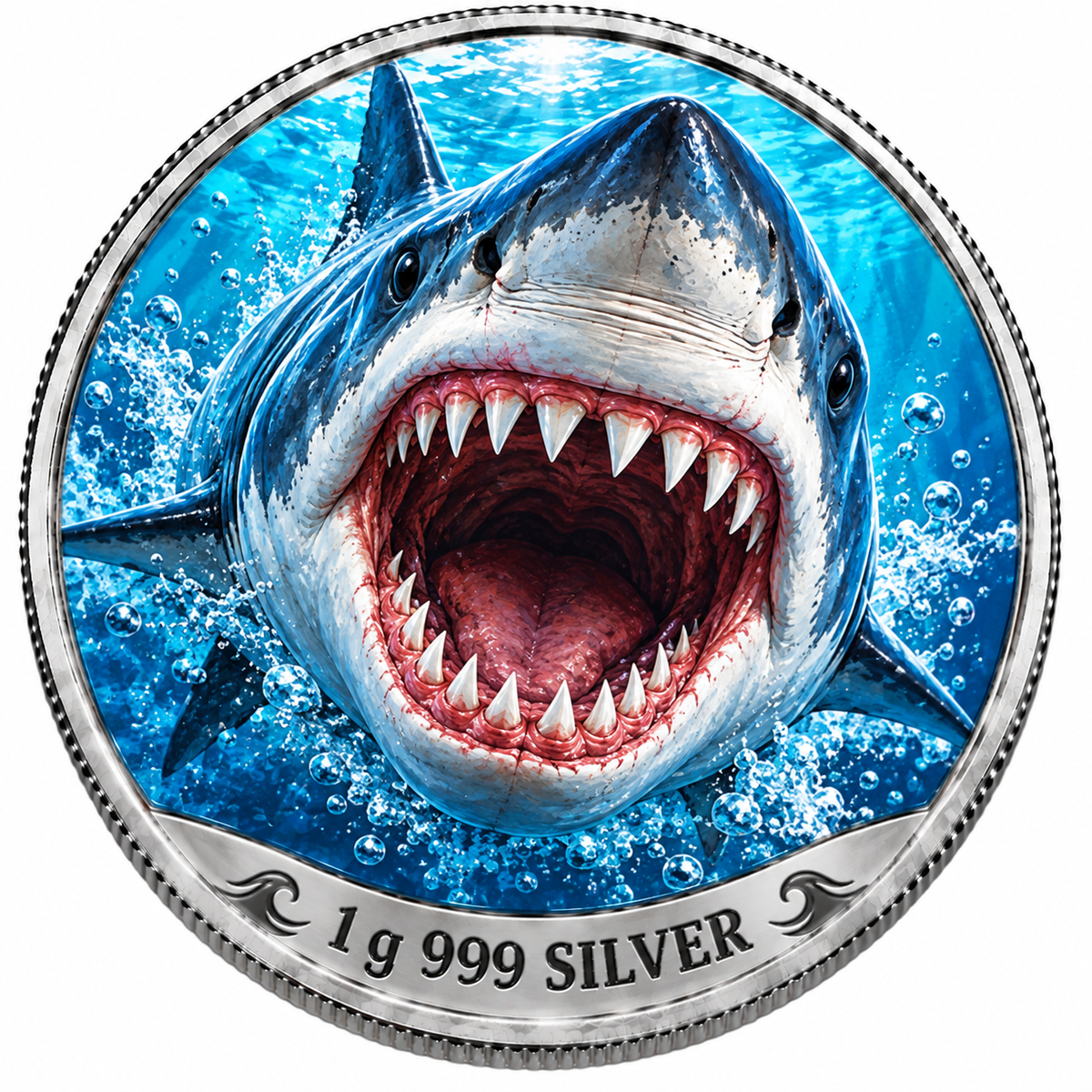 Great White Shark – 1 Gram .999 Fine Silver Collectable – Limited Mintage 500