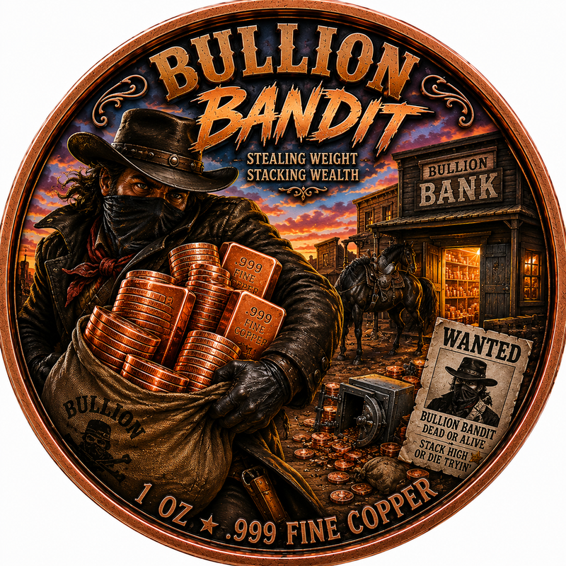 Bullion Bandit – Stealing Weight, Stacking Wealth – 1 oz .999 Fine Copper – Limited Mintage