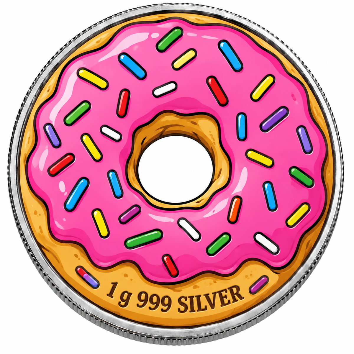 Pink Sprinkle Donut – 1 Gram .999 Fine Silver Collectable – Limited Mintage 500