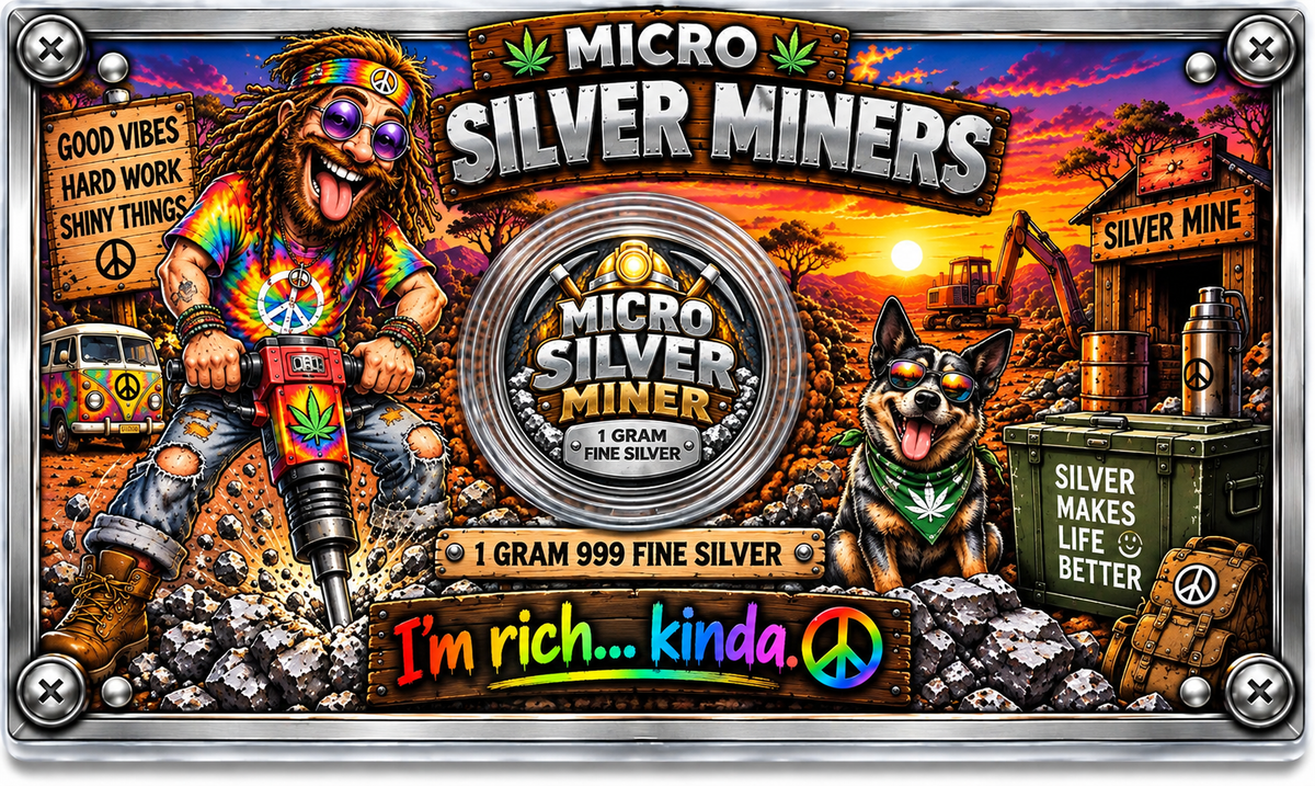 Micro Silver Miners – Hippie Miner – 1 Gram .999 Fine Silver – Limited Mintage 500