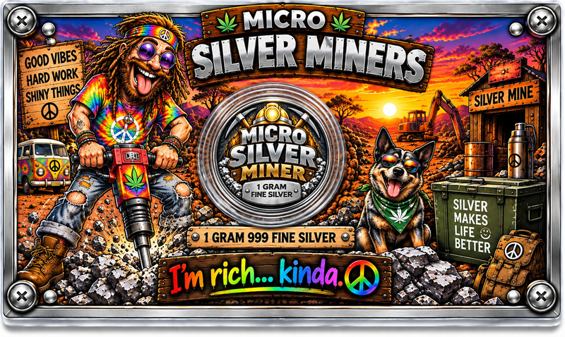 Micro Silver Miners – Hippie Miner – 1 Gram .999 Fine Silver – Limited Mintage 500