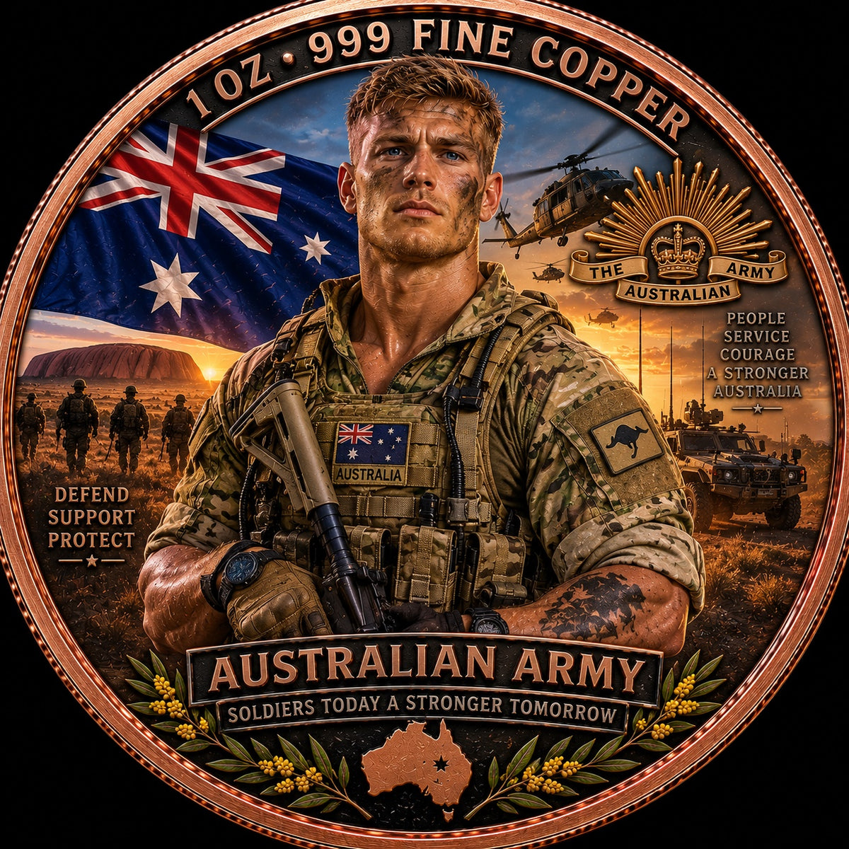 Australian Army copper collector coin front