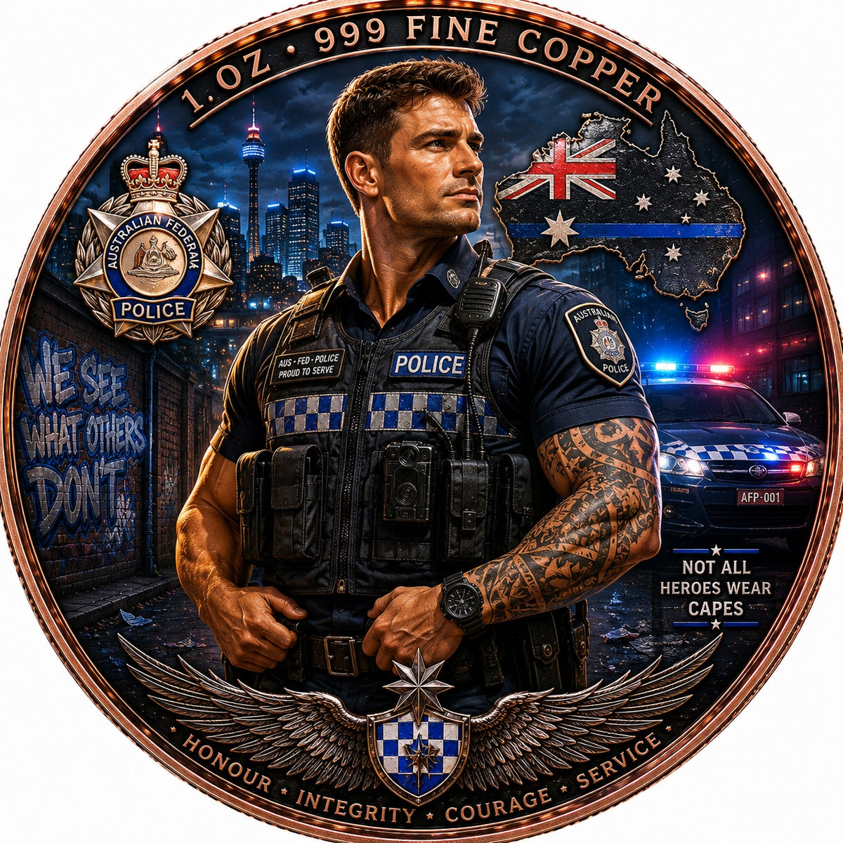 Australian Federal Police copper collector coin front