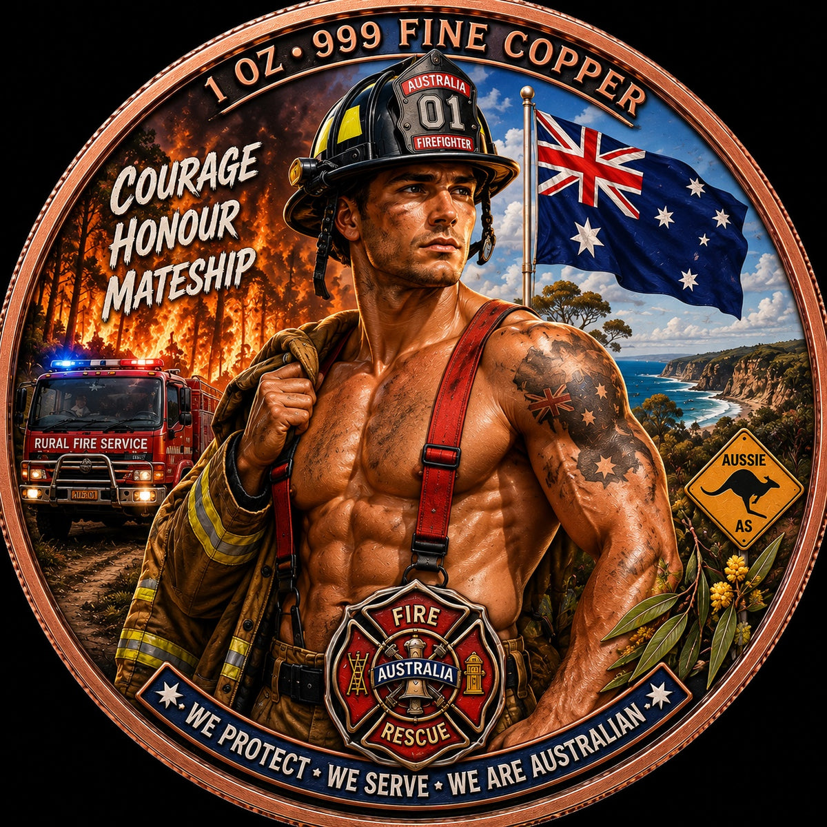 Australian Firefighter Courage Honour Mateship front