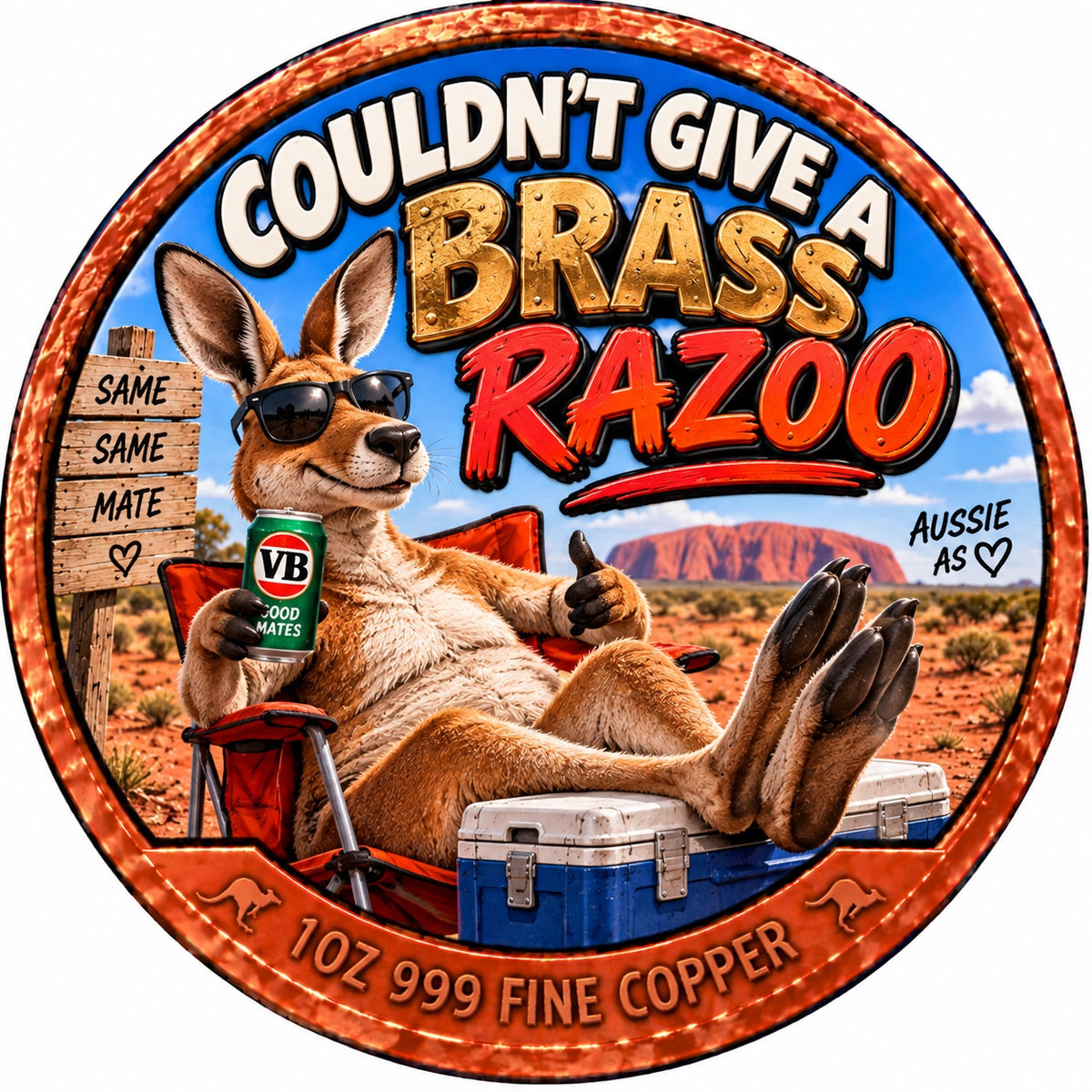 Couldn't Give a Brass Razoo 1 oz .999 fine copper coin front