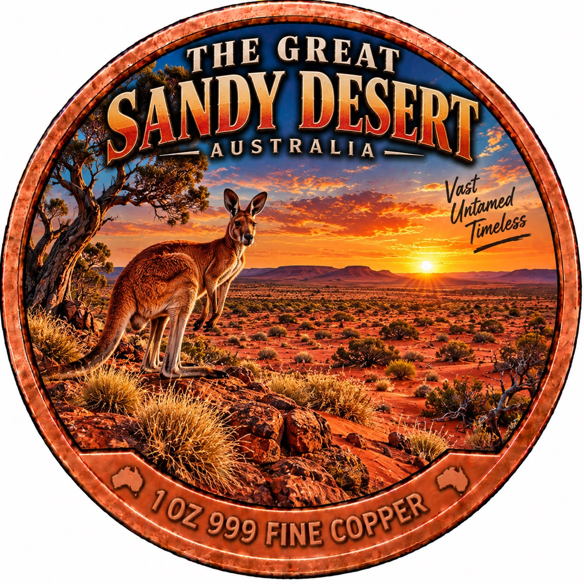 The Great Sandy Desert Australia 1 oz .999 fine copper collector coin front