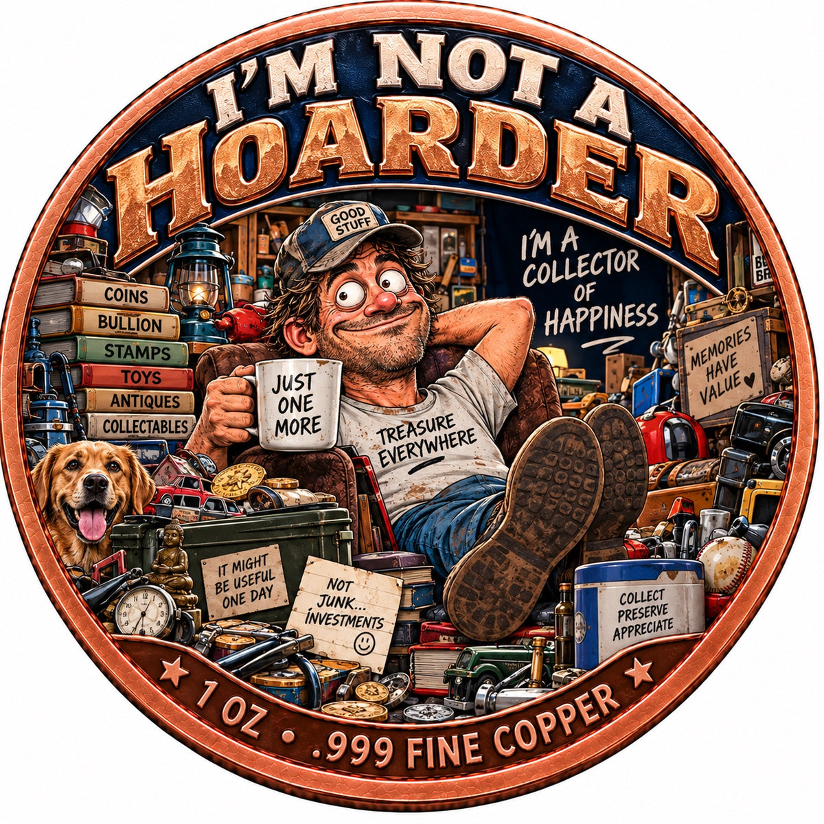 I'm Not a Hoarder 1 oz .999 fine copper collector coin front