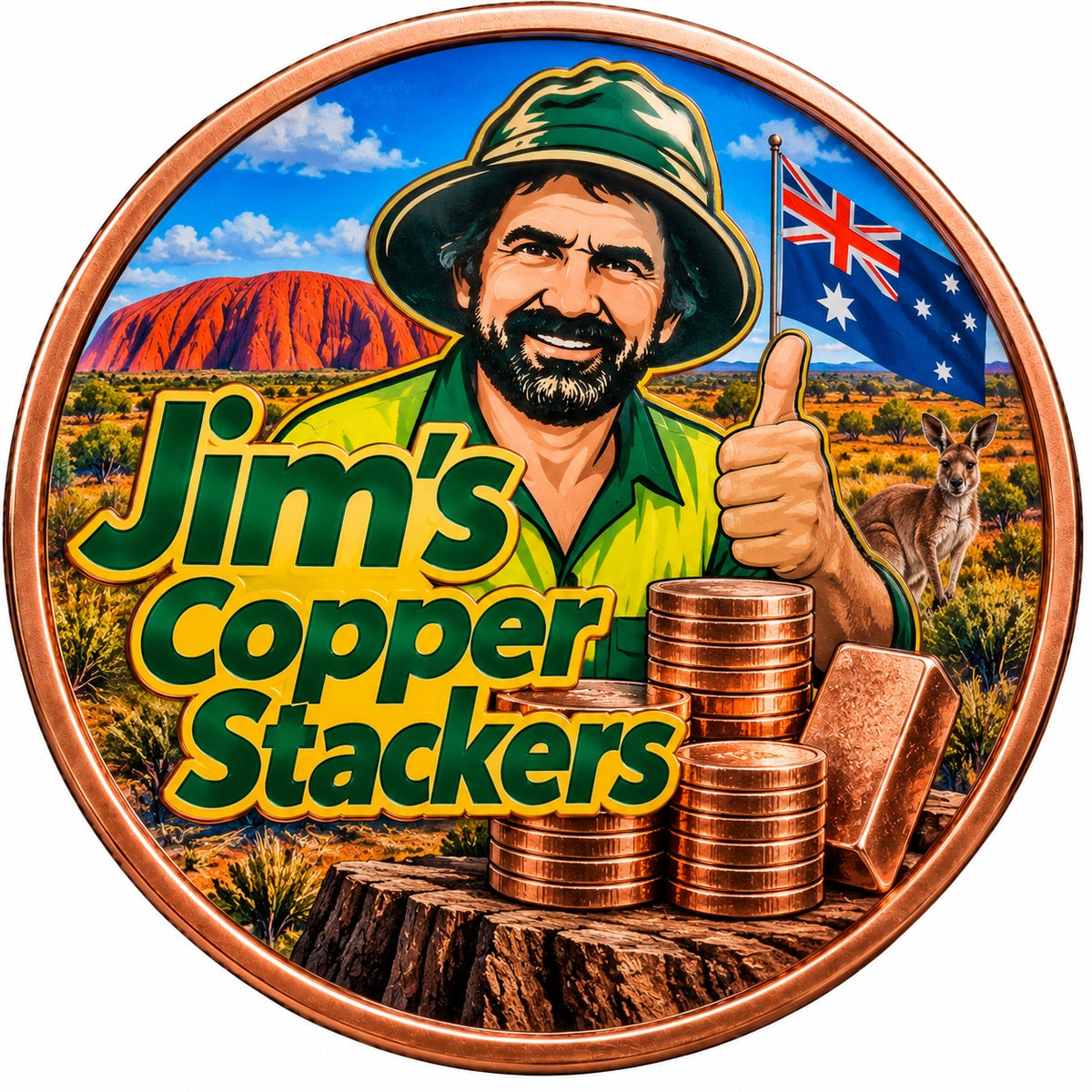 Jim's Copper Stackers 1 oz copper coin front