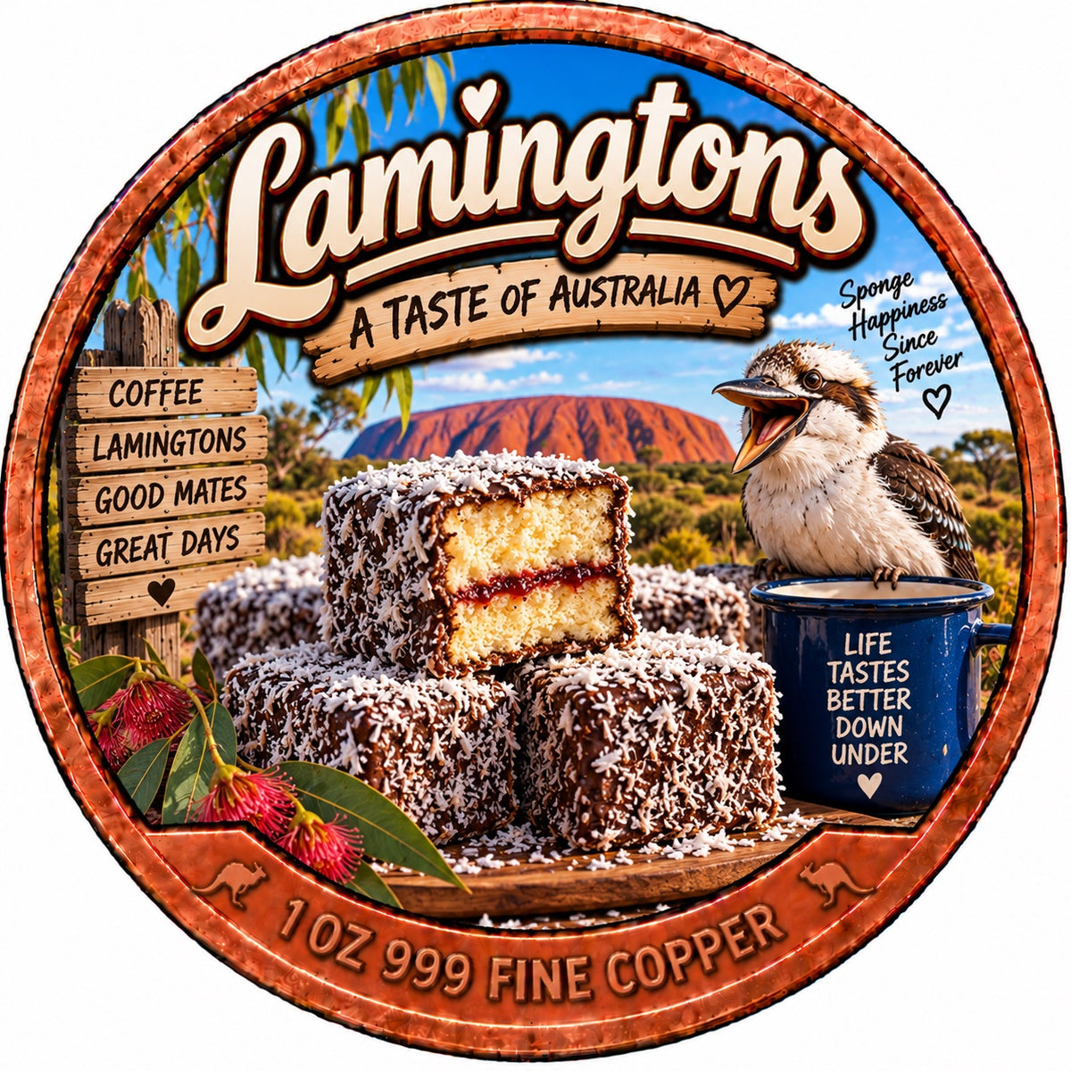 Lamingtons A Taste of Australia 1 oz .999 fine copper collector coin front